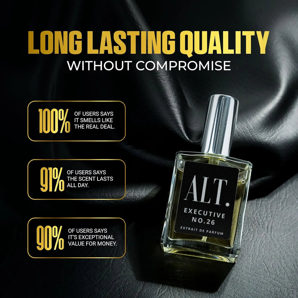 ALT. Fragrances Executive No. 26 Extrait de Parfum Men, 3.3 fl oz (100 ml), Long-Lasting Cologne for Office or Out on a Date.