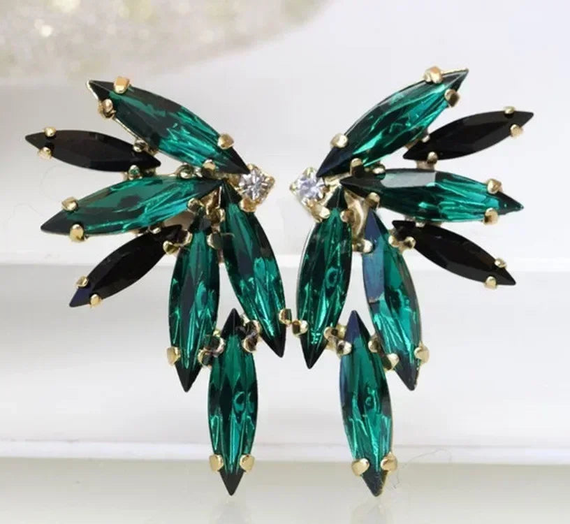 Green Crystal Drop Earrings | Elegant Zirconia Luxury Jewelry for Women