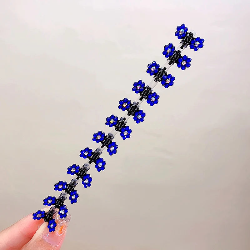 12pcs/Set Glitter Rhinestone Colorful Flowers Mini No-Slip Metal Hair Claws Hair Accessories For Girls Hair Clips Hairpins