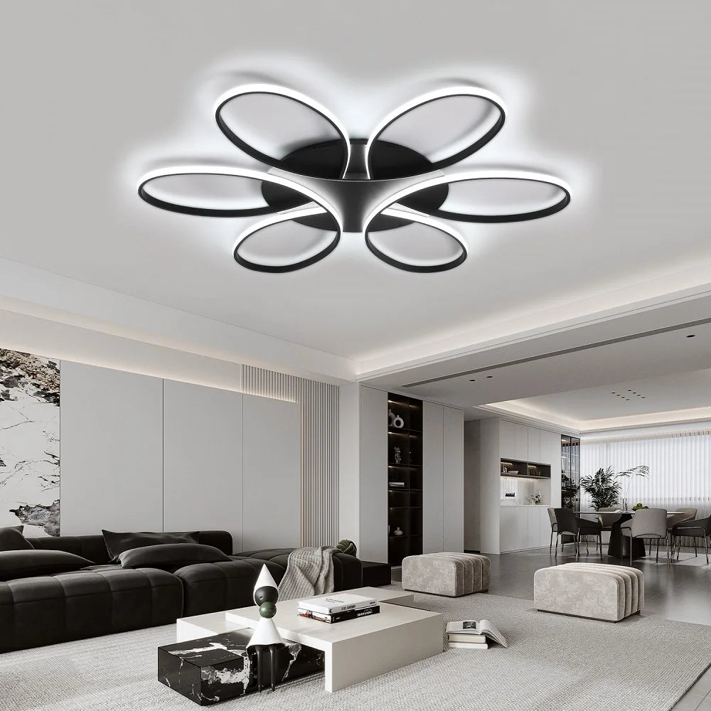 LIMIT LIGHT 6-Ring Modern LED Ceiling Lamp | Dimmable Flower Design