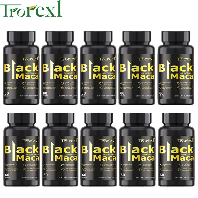 HABUMAMA Natural Black Maca Tablets with Ashwagandha & Black Pepper – Male Energy & Stamina Booster | Supports Vitality, Endurance & Performance (60 Tablets)