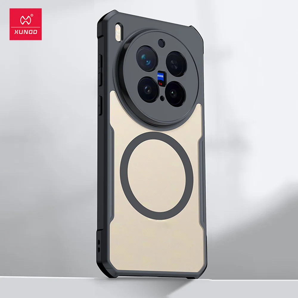 Xundd For VIVO X300 X300 Pro Ultra Case,Airbag Anti-drop Shell Acrylic+TPU Back Stripes Transparent Cover With Magnetic Stand