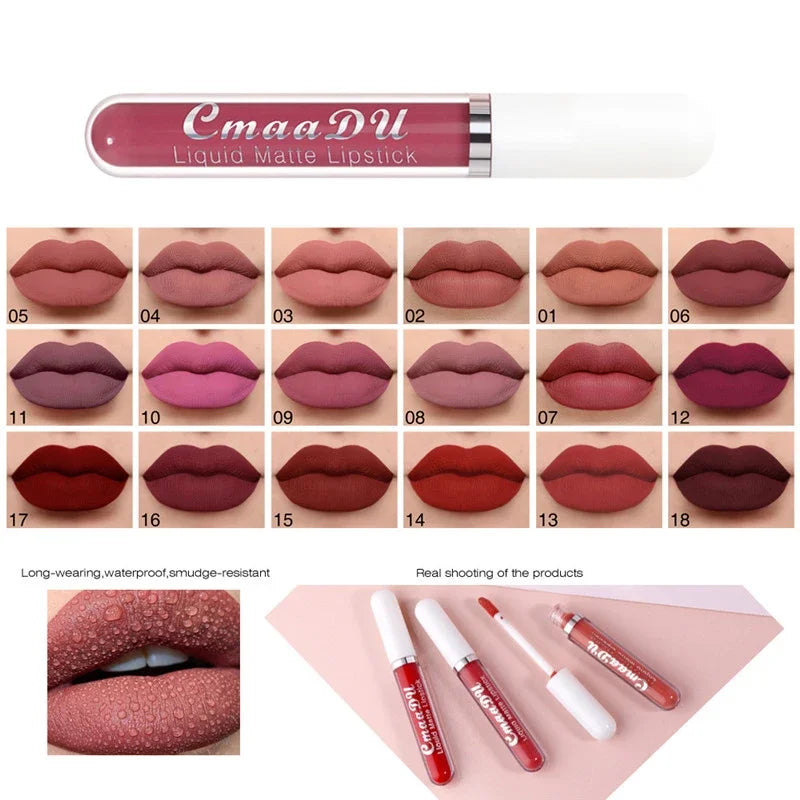 6 Colors/Set Fashion Matte Lip Gloss Sets Natural Moisturize Waterproof Lasting Velvet Sexy Red Liquid Lipstick Beauty Cosmetic