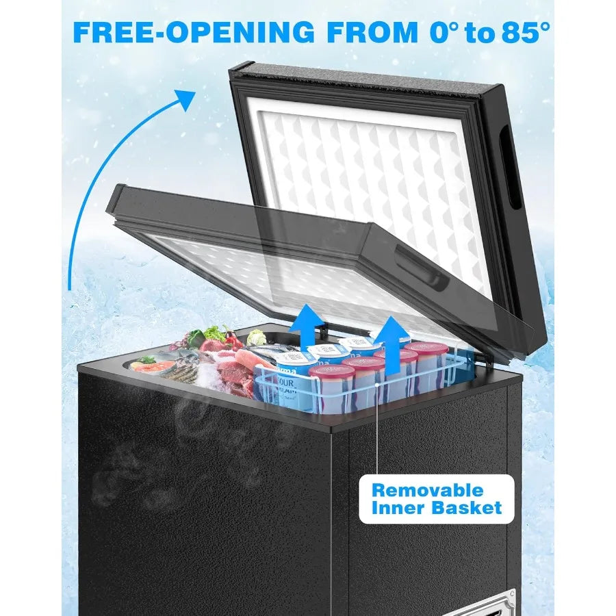 Joy Pebble 1.8 Cu.Ft Chest Freezer with Removable Basket and Bottom Defrost Water Drain Freestanding Top Open Door Deep Freezer