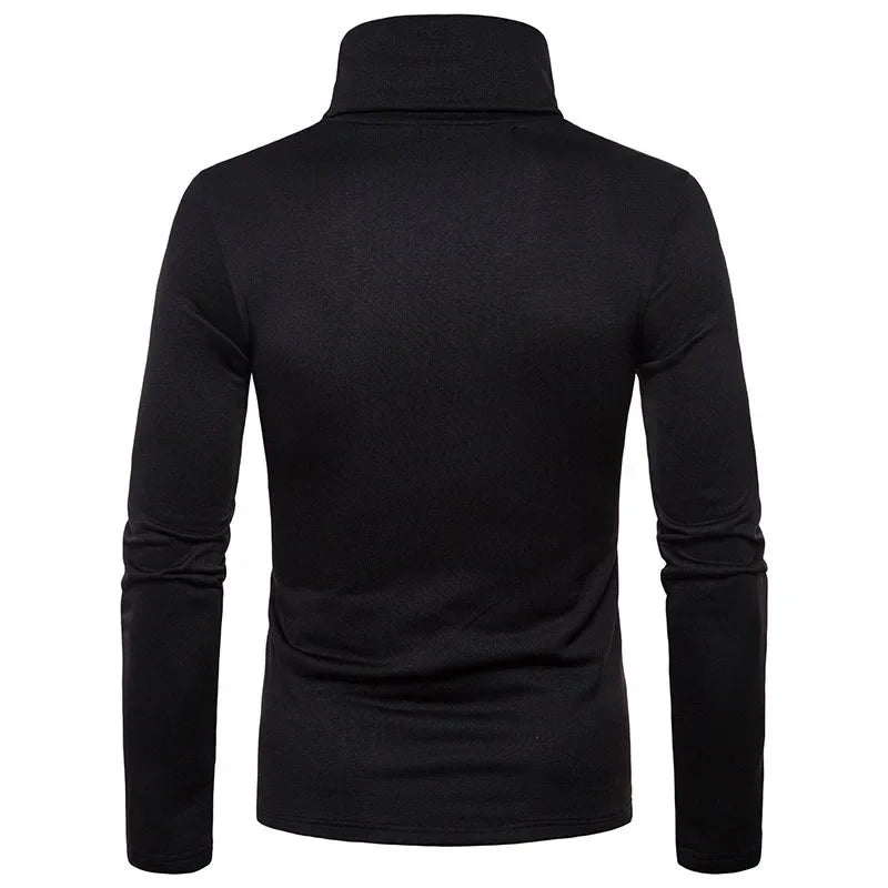 Autumn Winter Mens Turtleneck Sweaters Casual Thermal Long Sleeve Slim Fit Pullovers Stretch Basic Tops Sweatshirt Jumper TShirt