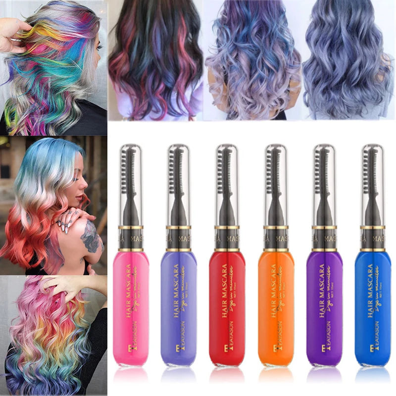 13 Colors One-off Hairs Color Disposable Hair Coloured Mascara Beauty Tool Washable Non-toxic DIY Hair Wax Blue Grey Purple