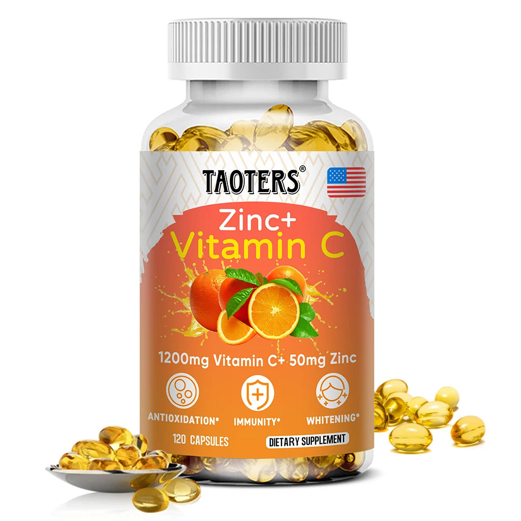 Taoters Vitamin C + Zinc — Immune & Skin Support (120 Capsules)