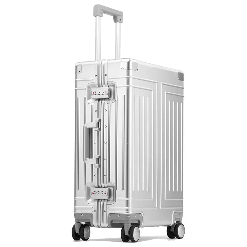 Sushimu 100% Aluminum-Magnesium Alloy Luggage | Premium Metal Carry-On & Check-In Suitcase with Spinner Wheels (20″/24″/28″)
