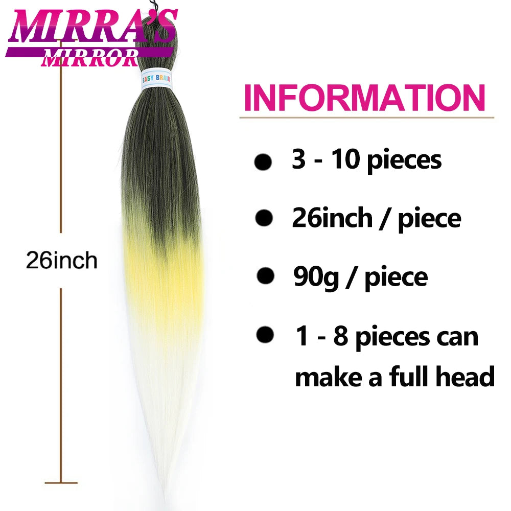 Braiding Hair Pre Stretched Soft Yaki Synthetic Crochet Hair Braid Extension Hot Water Setting Green Pink Orange Yellow Hair