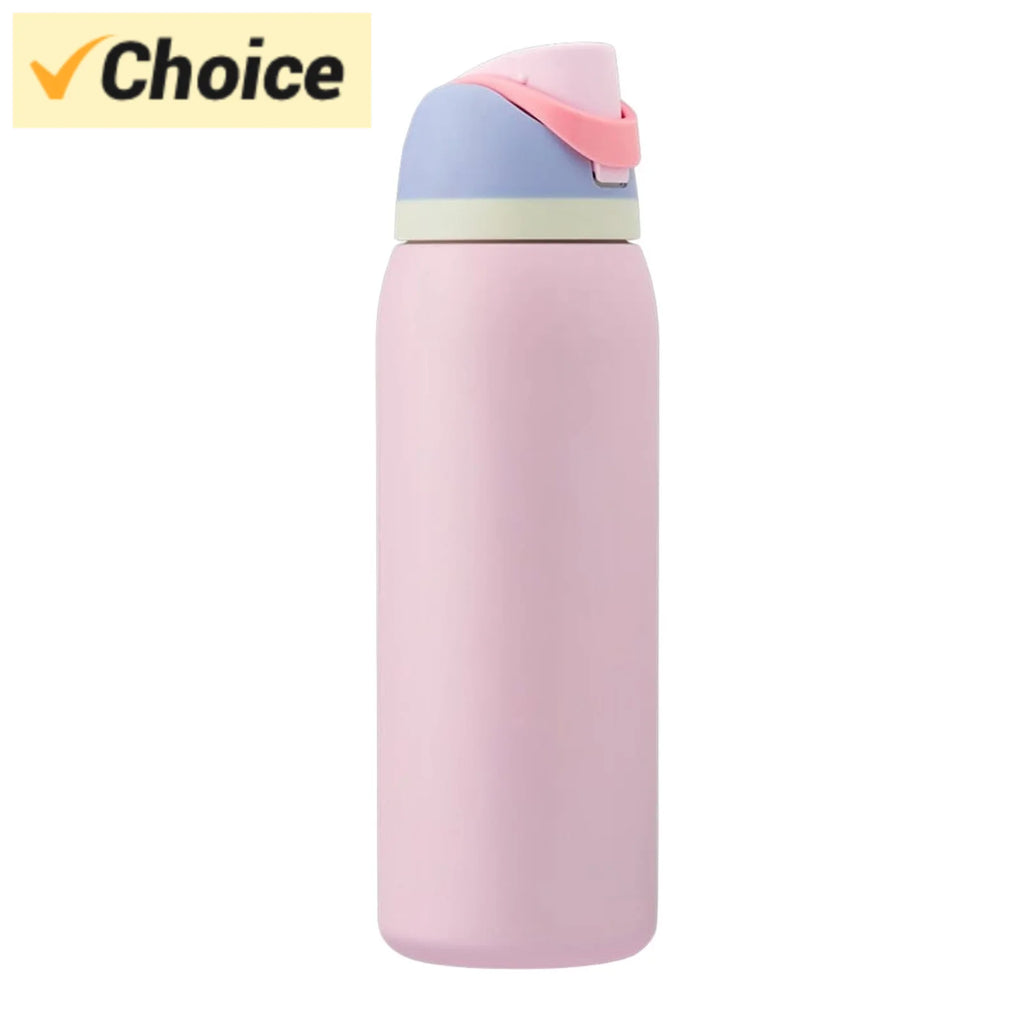 24oz Double Layer Stainless Steel Insulated Cup Water Cup Handle Cover Stainless Steel And Vacuum Insulated Leak Proof Soft Cove