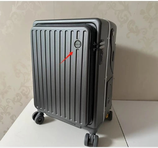 2025 New suitcase for children can Sit 20/22 inch Ride on Luggage Front Opening Sturdy Thickened Travel suitcase with Cup Holder
