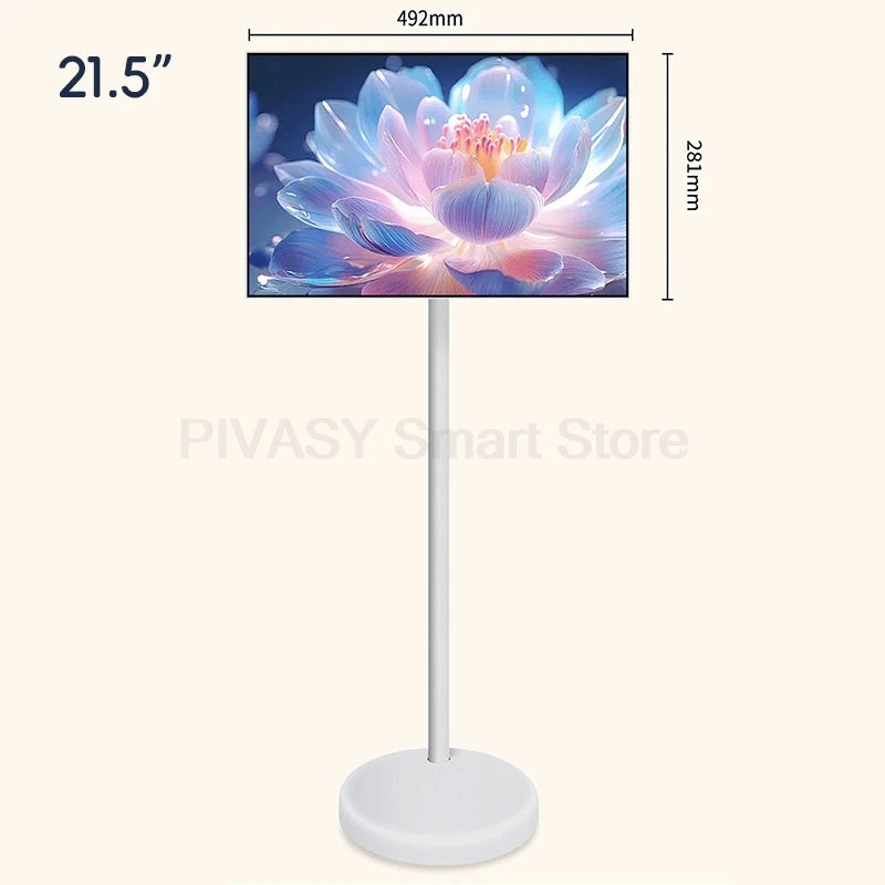 Touch Screen 21.5 24 Inch Smart TV with Floor Stand Monitor Mobile Stand Battery for Fitness Home Office Wireless Casting Audio
