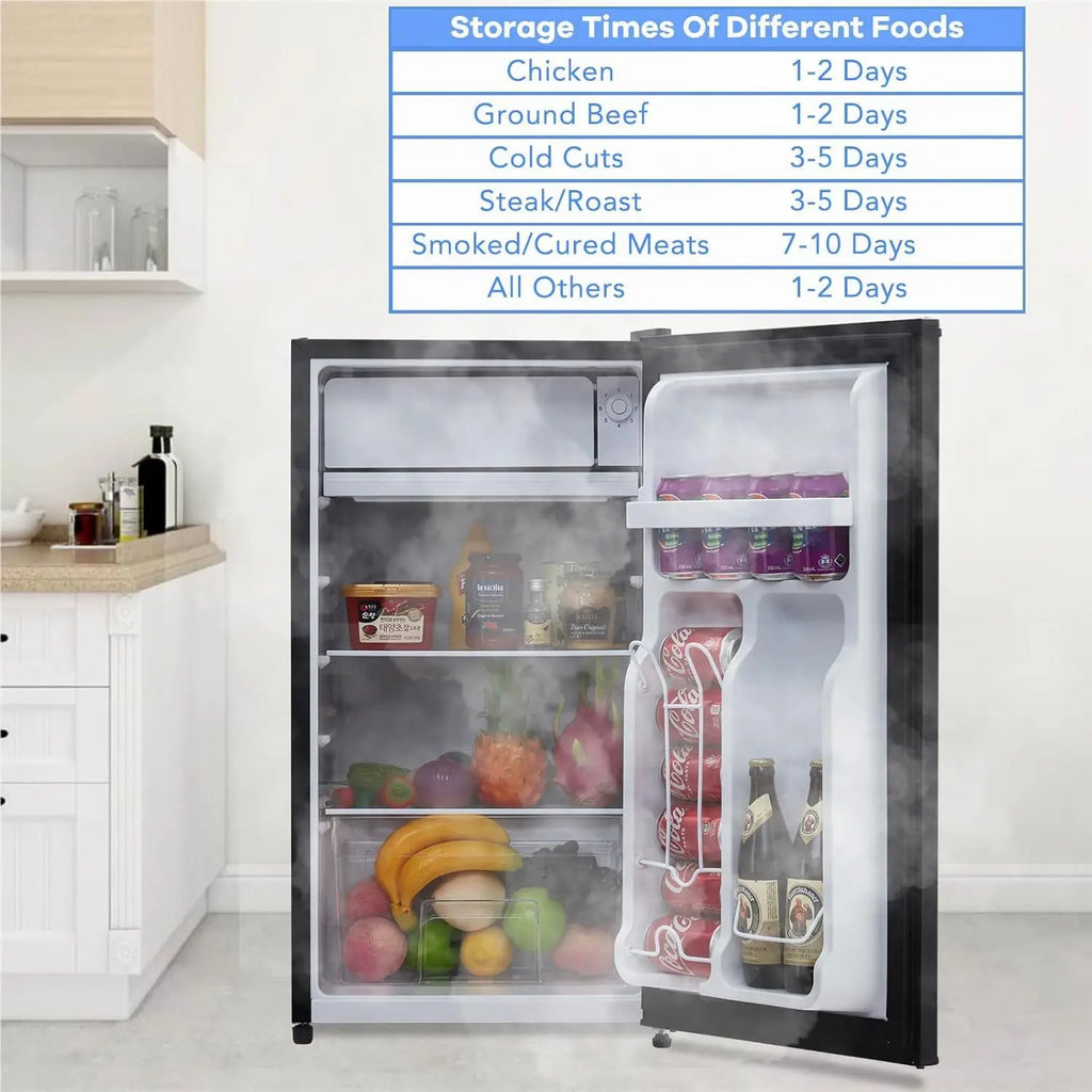 4.3 Cu.Ft Mini Fridge With Freezer, Single Door Small Refrigerator, 7 Settings Temperature Adjustable, Low Noise, For Home, RV