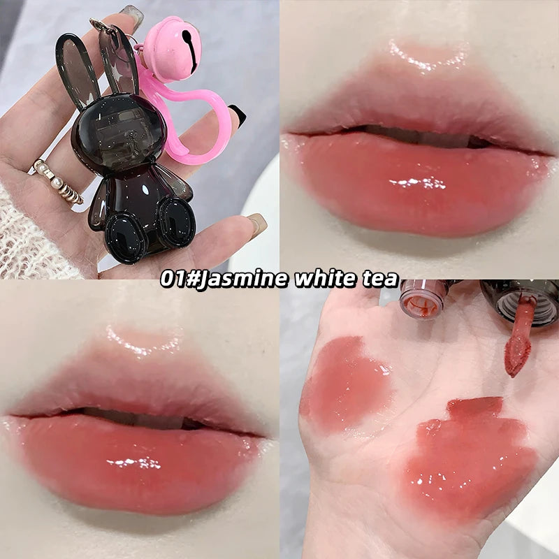 Gege Bear Pink Rabbit Velvet Matte Lip Cream Black Rabbit Water light lip glaze matte mirror pendant lipstick lip gloss