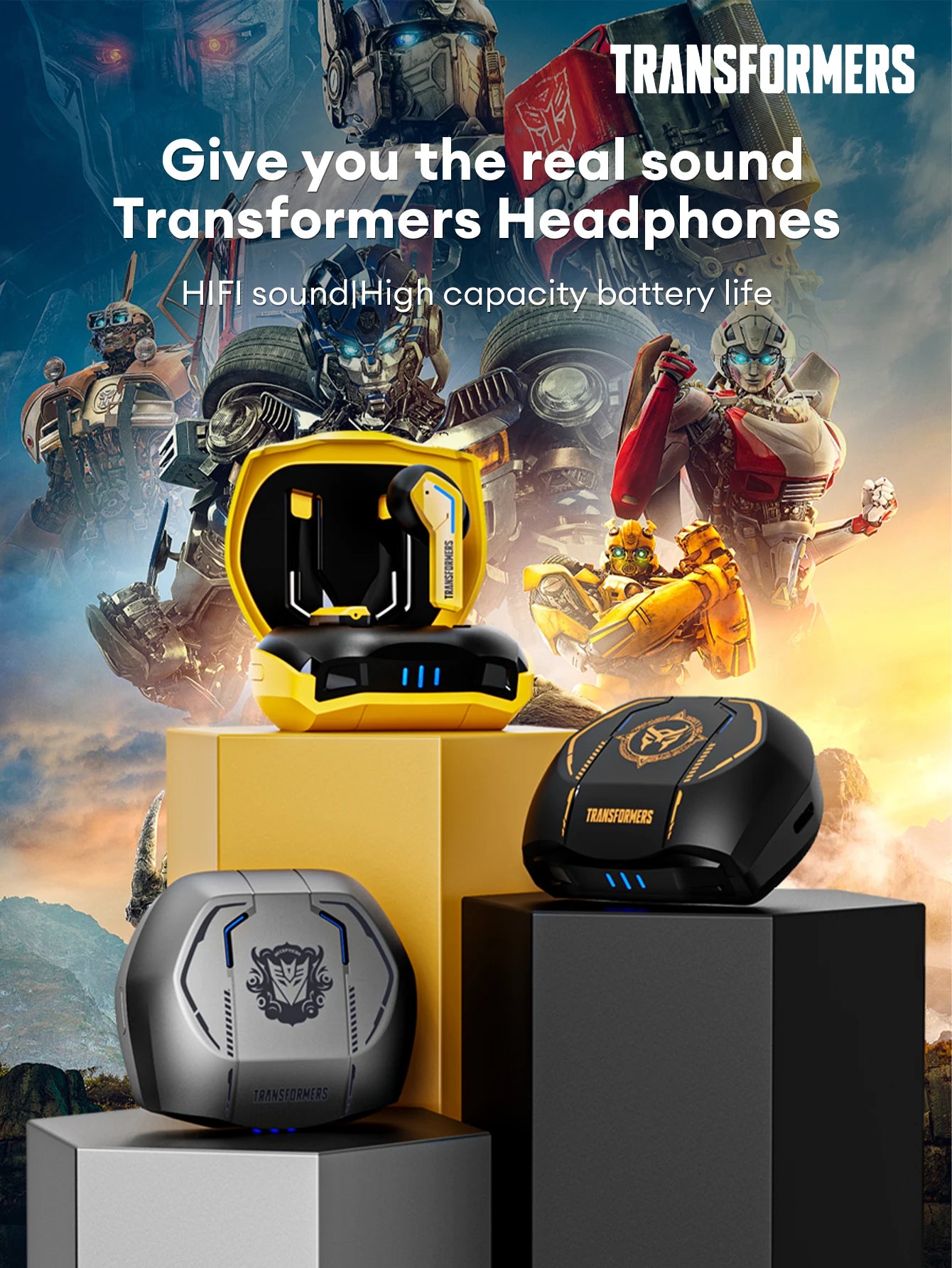 TRANSFORMERS TF-T06 TWS Earbuds — Bluetooth 5.3, Low-Latency, ENC Calls