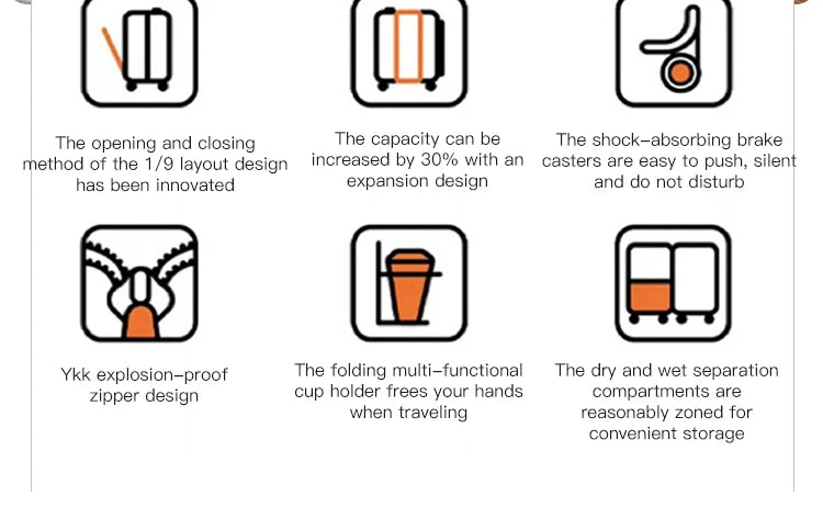 Expandable Hard-Side Trolley Luggage Set with Side Opening - Carry-On & Checked Suitcases, Anti-Shock & Password Lock