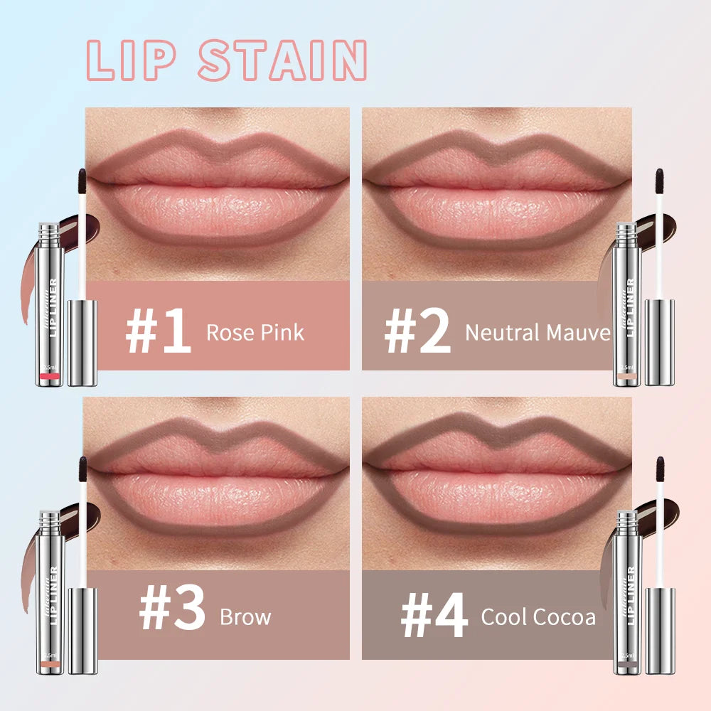 ibcccndc Waterproof Peel-Off Lip Liner & Tint (4 Colors, Long-Lasting Matte)
