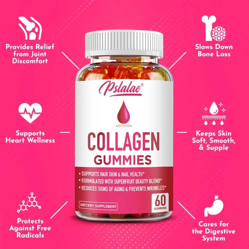 slalae Collagen Gummies – Type I & III for Skin, Hair, Nails & Joint Support | Antioxidant Wellness, Non-GMO (30/60/100 Gummies)