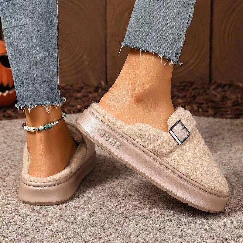 Winter Women's Slippers Home Plush Luxury Designer Woman Shoes Indoor Fluffy Fashion Platform Fuzzy Fur Slides Elegant Flat Soft