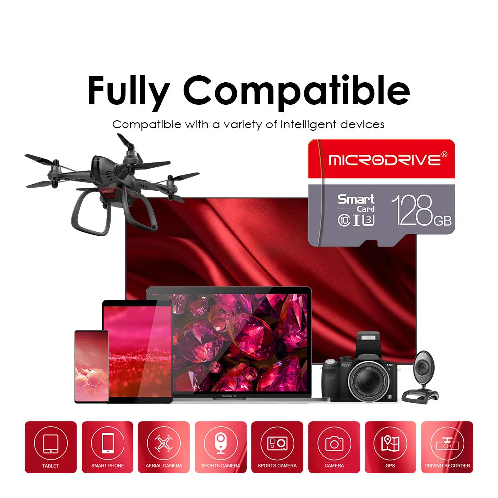 MicroDrive High-Speed microSD Card (16–256GB, C10/A1/U3, V10)