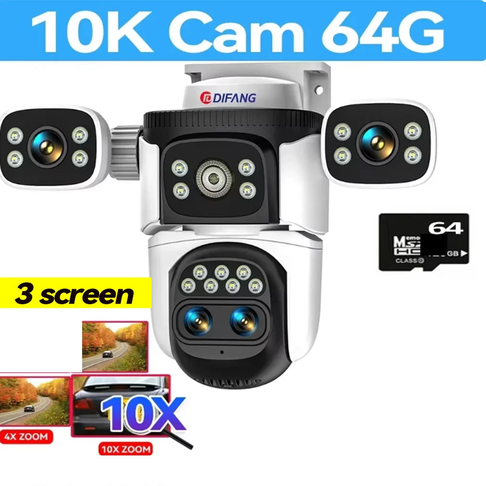 10K 20MP External IP Camera WiFi Surveillance Outdoor Four Lens PTZ 10X Optical Zoom CCTV Security Protection New