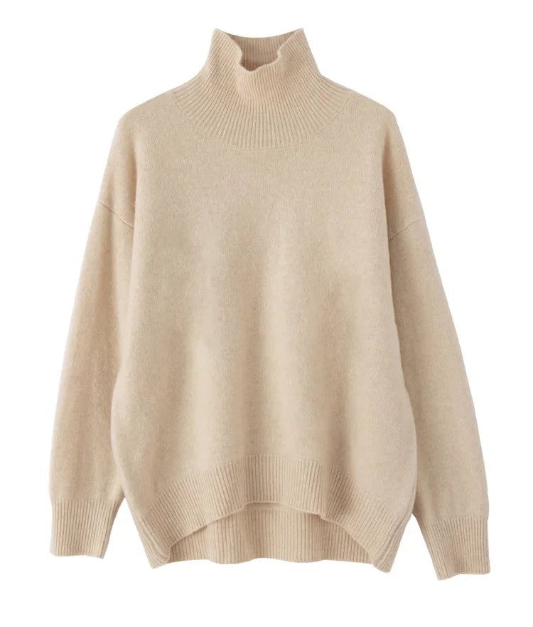 Women’s Loose Fit Turtleneck Wool Sweater – Cozy Oversized Knit, Layering Pullover (Inclusive Sizing)