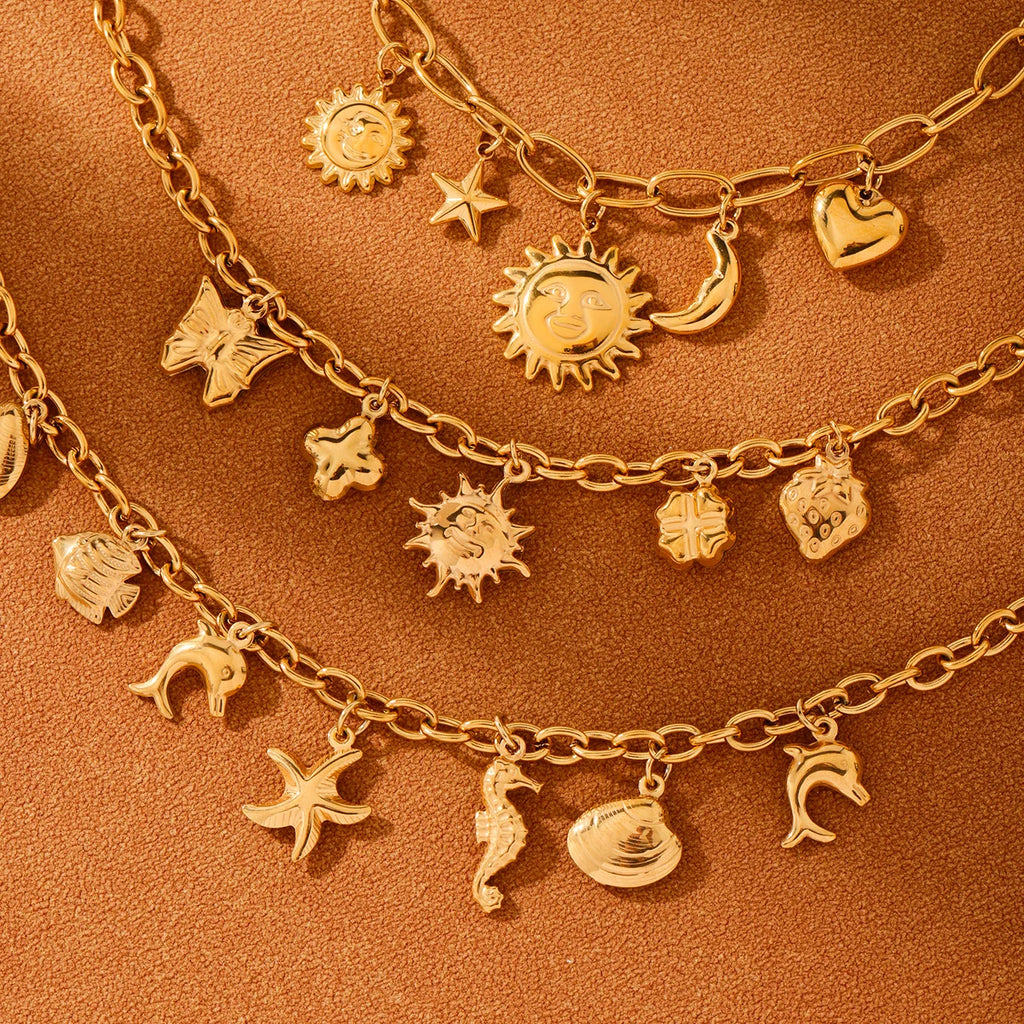 18K Gold-Plated Starfish Dolphin Shell Bracelet | 316 Stainless Steel Women’s Trend Jewelry 2025