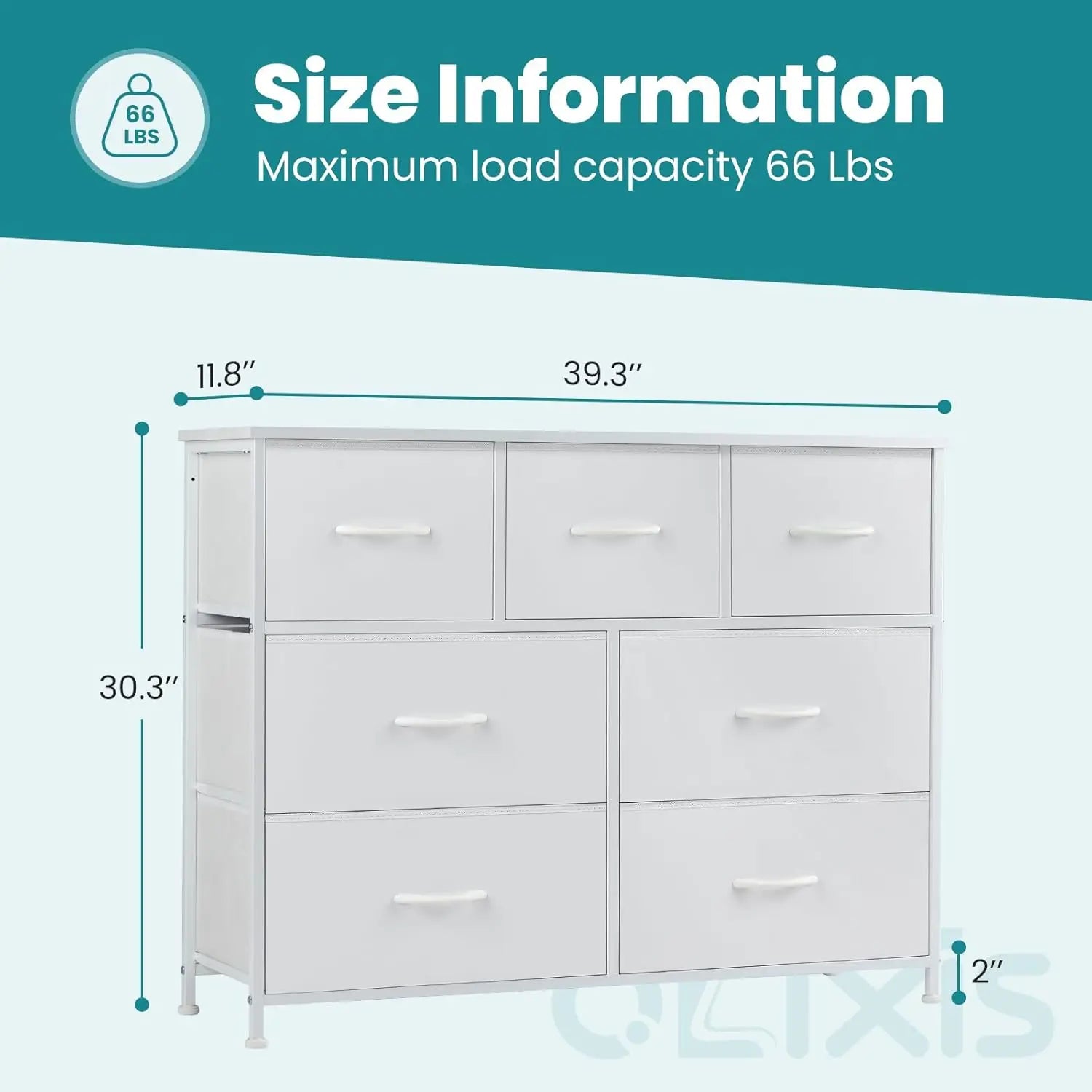 Dresser for Bedroom, 7 Storage Drawers, Wide Fabric Closet Chests Organizer Tower Furniture,TV Stand with Wooden Top Metal Frame