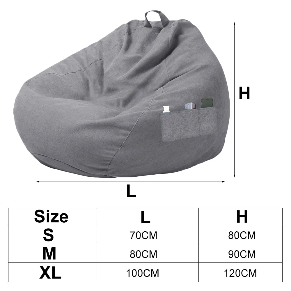 Lazy Seat Chair Sofa Cover Large Bean Bag Couch Soft Fluffy Breathable Adult Child Tatami Living Room Decorative without Filler