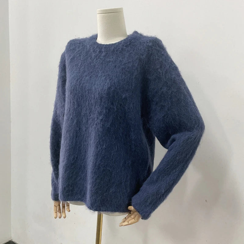 EOTVOTEE Women’s Loose Knit Pullover Sweater – Casual O-Neck Long Sleeve Jumper, Vintage Streetwear Style (Autumn/Winter)