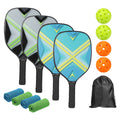 Pickleball Paddles Set — 4 Wood Rackets + 4 Balls + 4 Cooling Towels + Carry Bag (Beginner/Family Set)