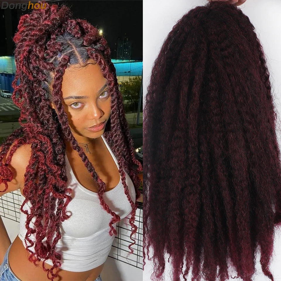 DONGHOU Marley Twist Braiding Hair — 18" Synthetic Afro Twist for Faux Locs & Crochet (1–6 Packs)