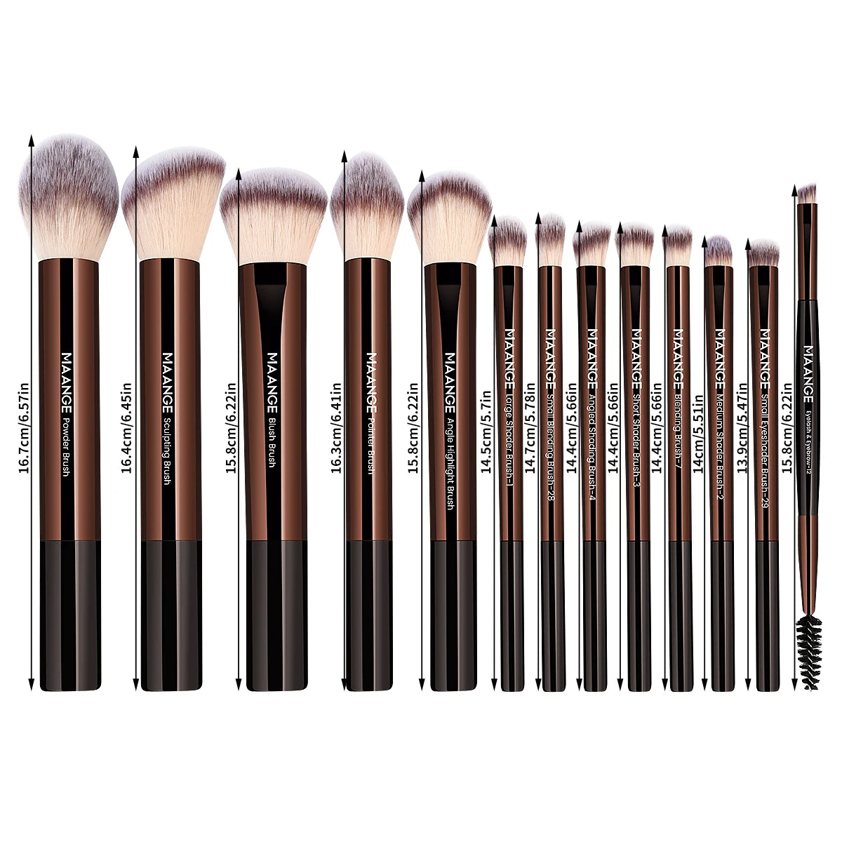 MAANGE 20PCS Makeup Brush Set Double Ended Foundation Contour Blush Eyes Brush Sot Fluffy Bristles Luxury Beauty Tools with Bag