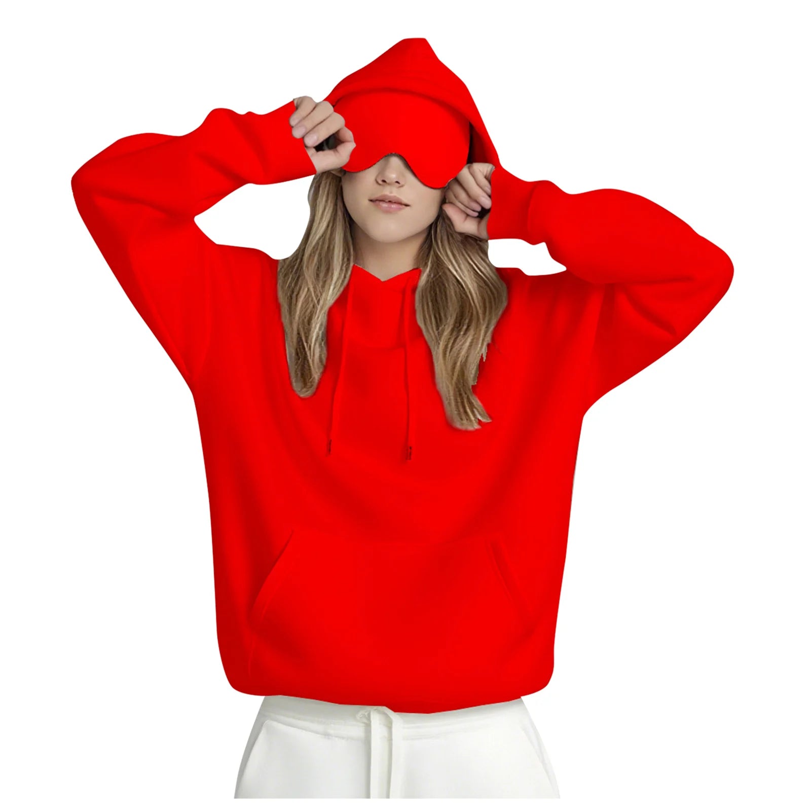 Plus Size Hoodie with Built-In Eye Mask – Oversized Travel Pullover