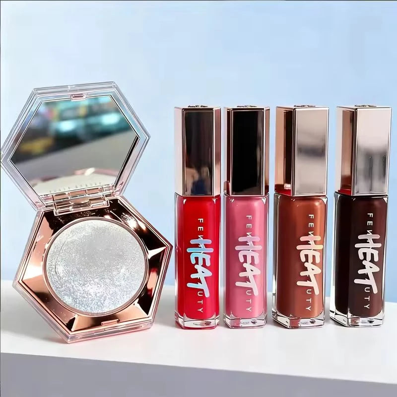 Fenty Beauty Set Lipstick Lasting Moisturize Diamond Facial Illumination Powder Presenting Facial Contour Stick Loose Powder