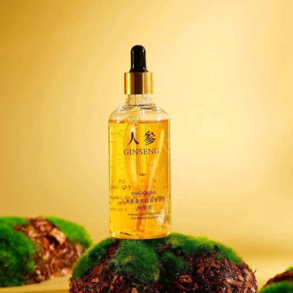 100mlGold Ginseng Face Essence Polypeptide Lightening Skin Moisturizing Facial Serum Smoothing Skin Care Products Deep Hydration