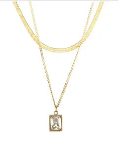 Merci Girl 18K Gold-Plated Triple-Layer Pendant Necklace — Stainless Steel, Waterproof & Colorfast
