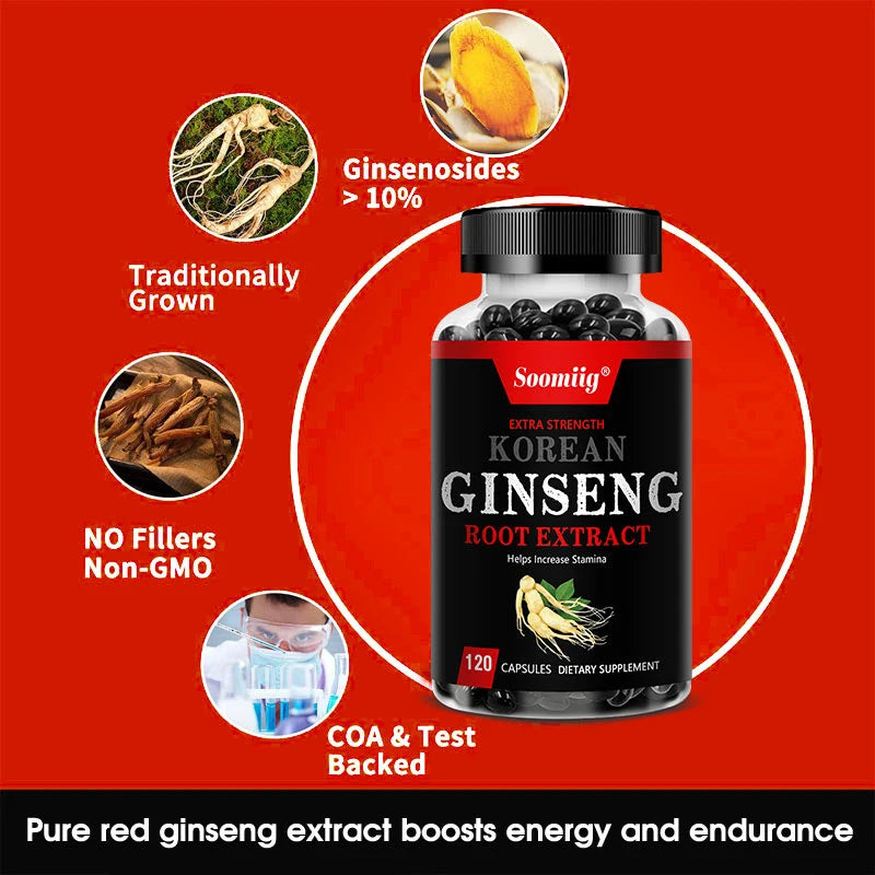 Bcuelov Korean Ginseng — Focus, Energy & Endurance Support (120 Capsules)