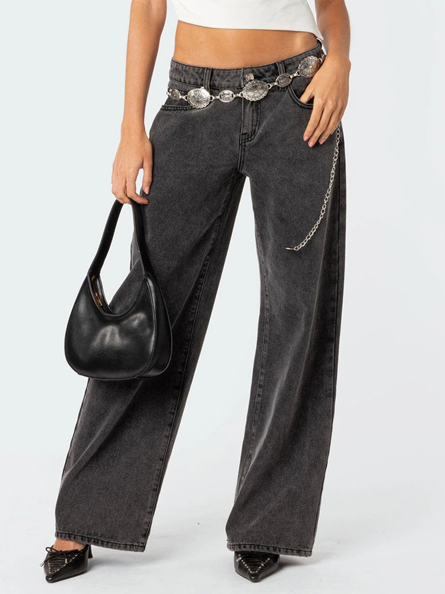 Women’s Wide-Leg Denim Pants – Relaxed Mid-Rise Office-to-Weekend Jeans