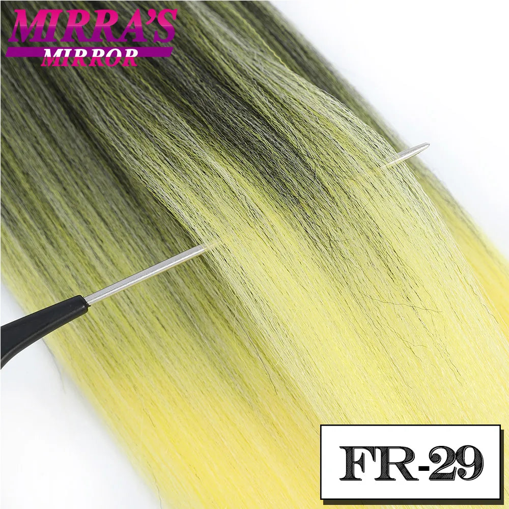 Braiding Hair Pre Stretched Soft Yaki Synthetic Crochet Hair Braid Extension Hot Water Setting Green Pink Orange Yellow Hair