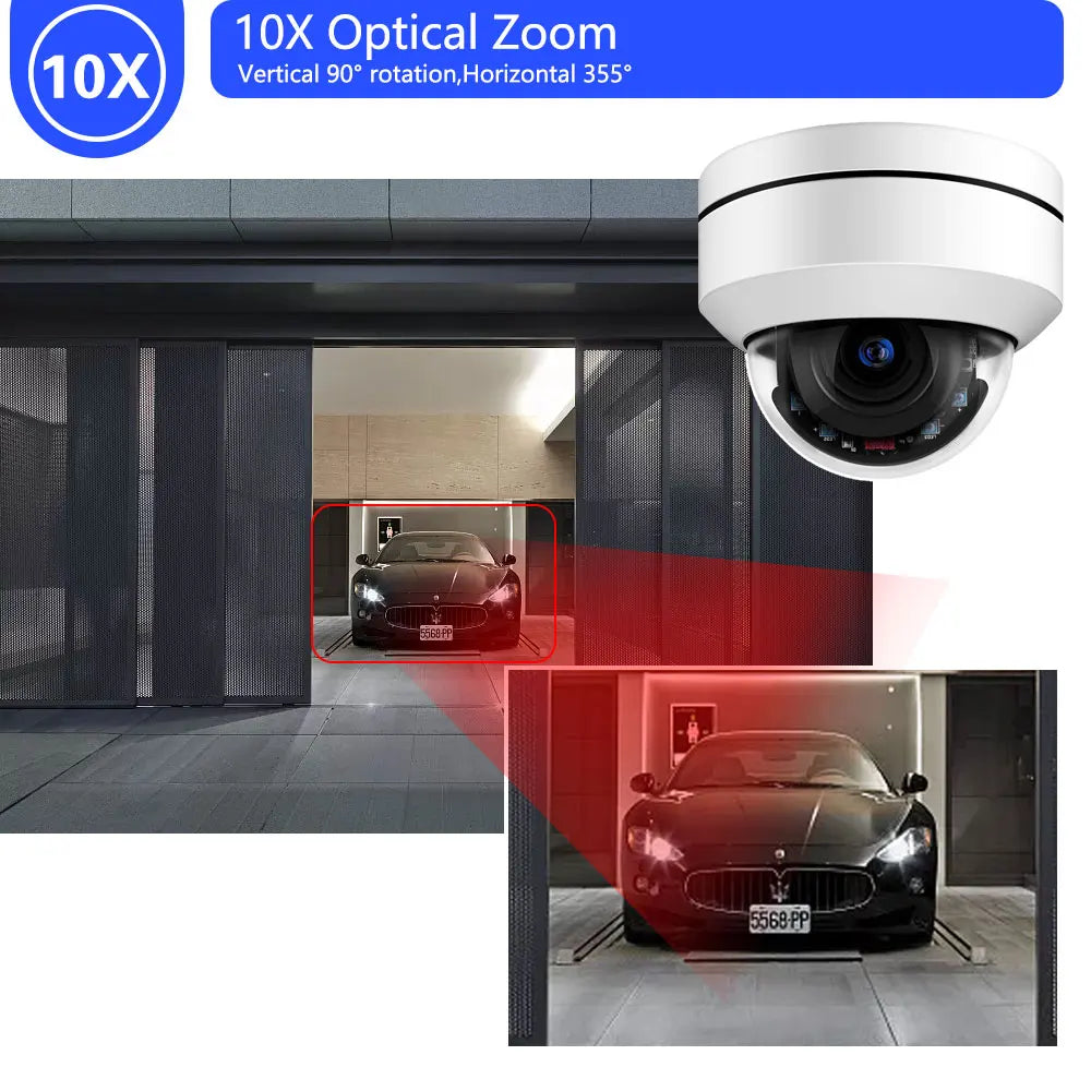 4K 8MP Outdoor IP66 PTZ Dome IP Camera POE 5MP 10X Optical Zoom Motion Detection Night Vision Audio CCTV Security Camera P2P