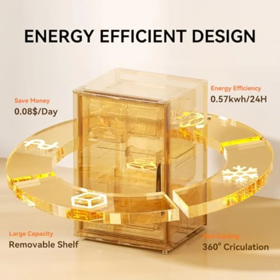 2.6 Cu.Ft Mini Fridge for Bedroom and Office Use Compact Refrigerator with Freezer Compartment Reversible Door Design Adjustabl