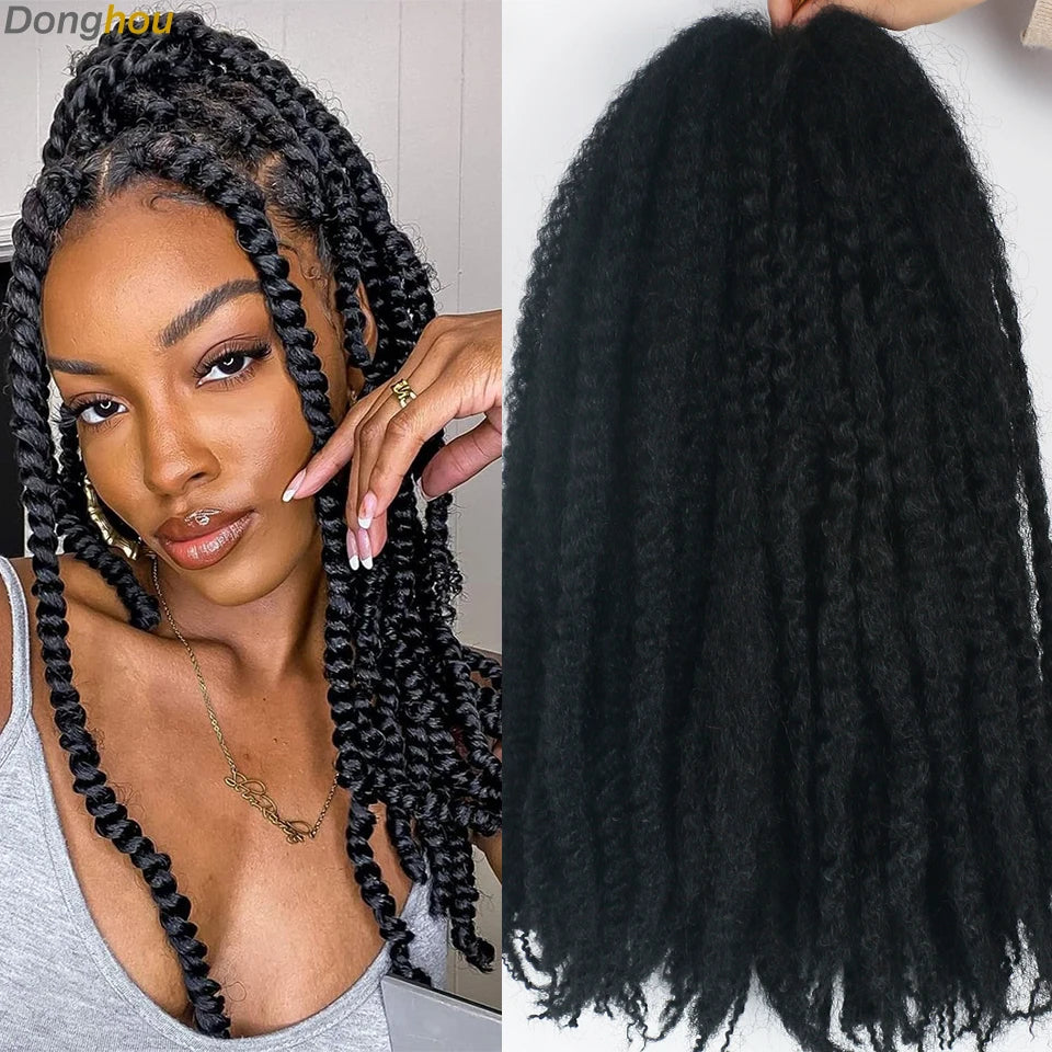 DONGHOU Marley Twist Braiding Hair — 18" Synthetic Afro Twist for Faux Locs & Crochet (1–6 Packs)