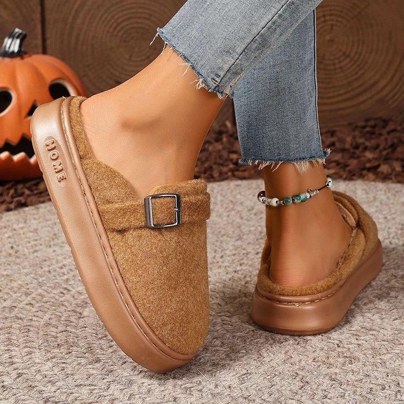 Winter Women's Slippers Home Plush Luxury Designer Woman Shoes Indoor Fluffy Fashion Platform Fuzzy Fur Slides Elegant Flat Soft