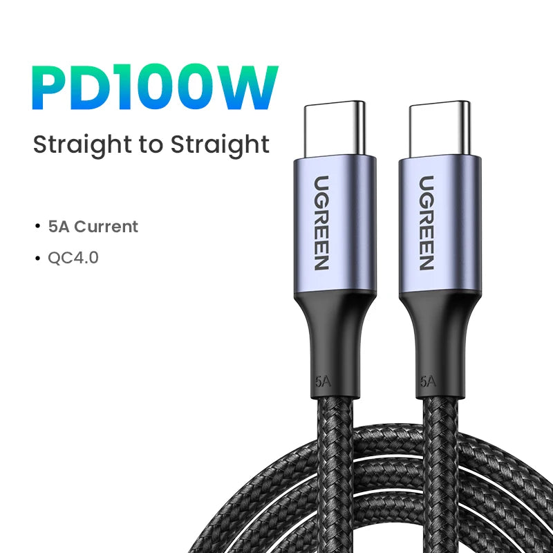 UGREEN USB Cable PD100W USB C to Type C Fast Charger Cable for Xiaomi Samsung MacBook iPad 5A Mobile Phone Cord USB Cable Type C