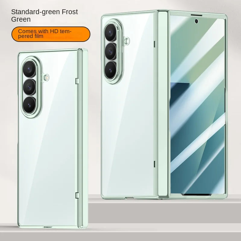 For Samsung Galaxy Z Fold 7 electroplated magnetic case with integrated tempered glass front film anti-fingerprint phone case