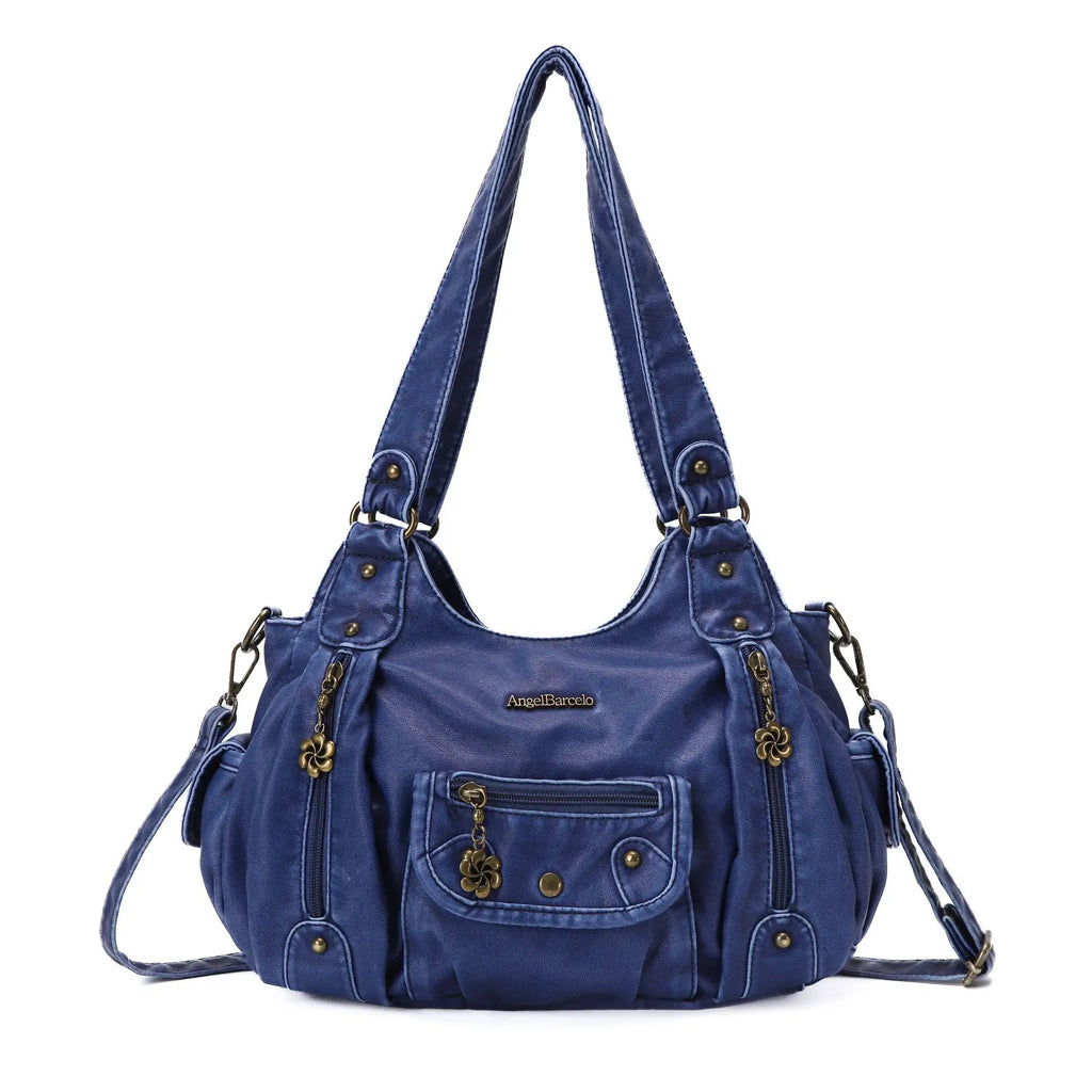 Women Handbags Satchel Top-handle Handbag Small PU Shoulder Bag 12.5”x4.4” Dumpling Pack Multi-pockets Shoulder Bags