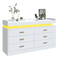 6 Drawer Dresser, 46'' Modern Chest of Drawers for Closet with LED Light, Wide Drawer Organizer Cabinet for Bedroom, White/Black