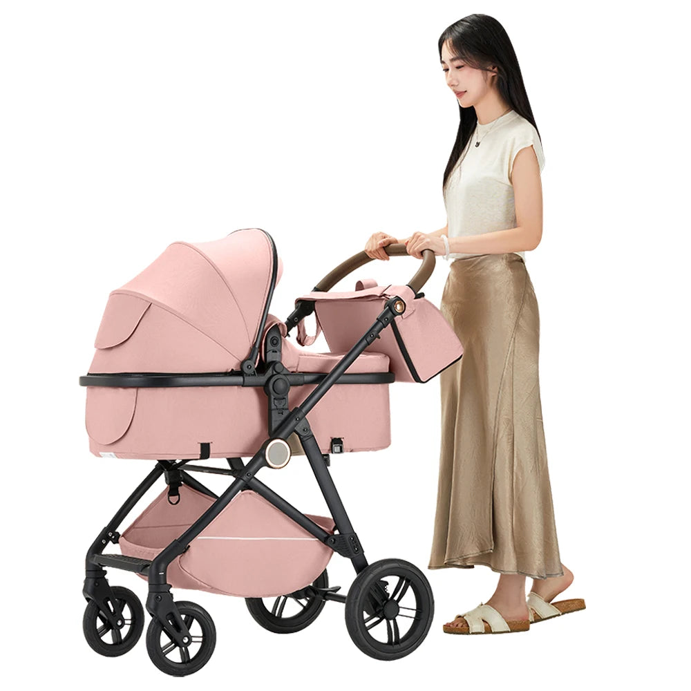 Baby Stroller Pushchair High Landscape Reversible Foldable Portable Stroller Newborn Pram Reclining Baby Carriage