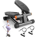 Fitness Stepper Machine with Resistance Bands Hydraulic System 300LBS Capacity LCD Monitor Mini Stair Stepper for Home